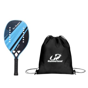 Imagem de Kit Raquete Beach Tennis em Fibra de Carbono E Mochila Sacola Gym (Marinho Com Azul)