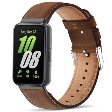 Imagem de Nigaee Pulseiras de couro genuíno compatíveis com Samsung Galaxy Fit 3, pulseiras de substituição respiráveis ajustáveis para mulheres e homens