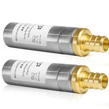 Imagem de GUOFIS Arrestore de martelo de água, 1/5.1 cm retentor de água de aço inoxidável, conexão de crimpagem F1807 PEX (pacote com 2, aço inoxidável)