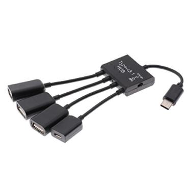 Imagem de Adaptador HUB Micro USB 4 Em 1 Com Conectores De Adaptador De Cabo OTG De Carga De Energia