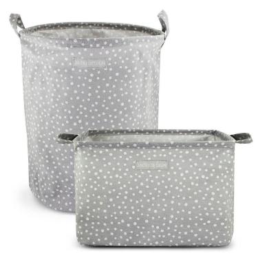 Imagem de Conjunto De Cesto Para Roupa-brinquedo E Cesto Organizador Retangular Cinza - Bolinha
