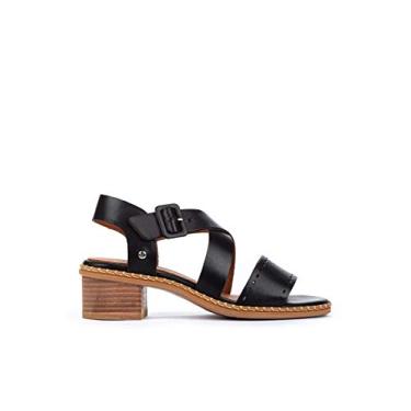 Imagem de PIKOLINOS Sandálias de salto branco de couro para mulheres, Preto, 6.5-7