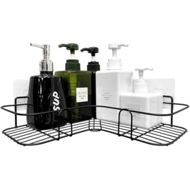 Imagem de Porta Shampoo Prateleira Sabonete Suporte De Canto Ventosa Organizador Parede Banheiro Box Multiuso com Ganchos Adesivos