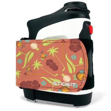 Imagem de STICKIT Alça magnética para telêmetro | Ímã forte prende com segurança a carrinhos de golfe e tacos de golfe para fácil acesso | Fina, ajuste de forma, tamanho ajustável | Salmon Tiki