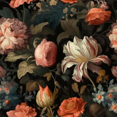 Imagem de WalRiddle Pintura a óleo vintage floral flor branco/rosa/laranja papel de parede descascar e colar papel de parede fácil de remover papel de contato adesivo para banheiro à prova d'água adequado para
