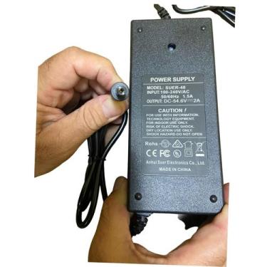 Imagem de Carregador Fonte 54,6V 2A Para Skateboard Balance 48V Bivolt - Power