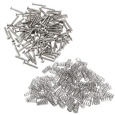 Imagem de Conjunto de 100 peças de parafusos e molas de bobina única para guitarra elétrica Yootones para peças de guitarra elétrica Stratocaster (prata)