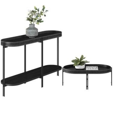 Imagem de Kit Aparador Decorativo Para Sala Estar Industrial com Mesa de Centro 