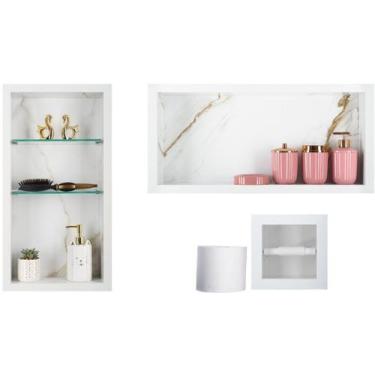 Imagem de  Nicho Em Porcelanato Para Banheiro - kit com 3 peças  (Calacata) - In