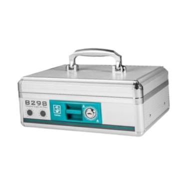 Imagem de Cofre com Fechadura, Bandeja para Moedas, Cofrinho para Guardar Dinheiro, Coleção de Cheques, 27,3 cm x 19,5 cm x 11 cm