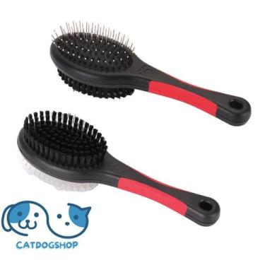 Imagem de Escova Dupla para Cães e Gatos com Cabo Emborrachado Tutelo