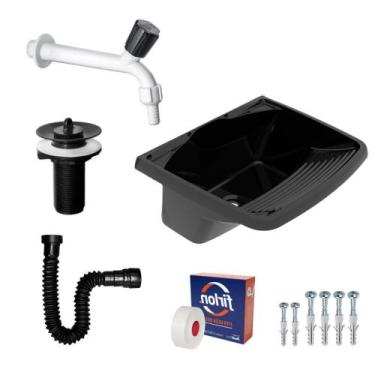 Imagem de Tanque Plastico para Lavar Roupas + Sifão + Torneira Herc - Metasul, P