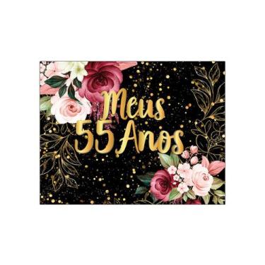 Imagem de Painel de Festa Horizontal 1,55 X 1,20 - Meus 55 Anos Floral Efeito Br
