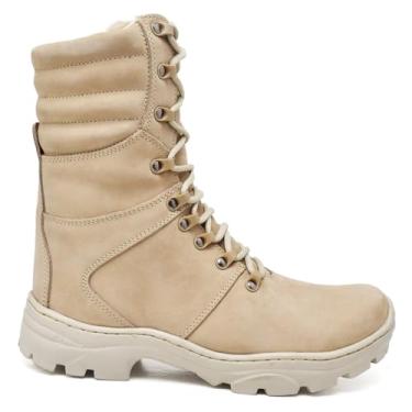 Imagem de Bota Coturno Couro Masculina Adventure Areia Cano Longo Desert (45, Areia)
