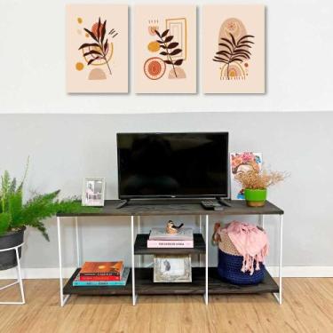 Imagem de Rack de TV Industrial de Ferro e Madeira  1,20m Tabaco e Branco - ArtF