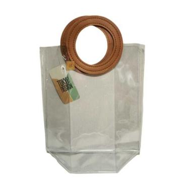 Imagem de Sacola Transparente Com Alça Bolsa para Presentes Lembranças - MultiA,