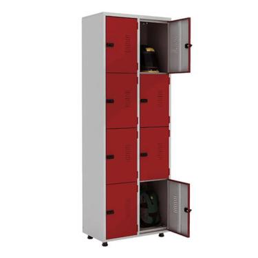 Imagem de Armário Roupeiro Aço 8 Portas Academia Guarda Volume EA702 Vermelho - 