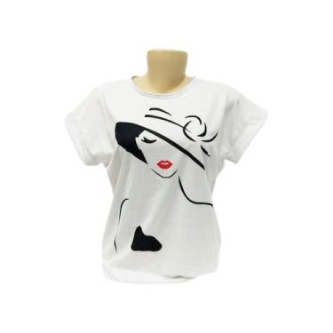 Imagem de Camiseta T-Shirt Feminina  MC em tecido protecao UV MULHER CHAPEU - na