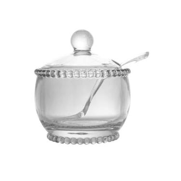 Imagem de Açucareiro De Cristal Com Colher Pearl Para Mesa Armazenagem Açúcar - 