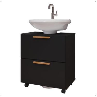 Imagem de Gabinete De Banheiro Prime Armário Para Pia De Coluna Preto - Emes Mov