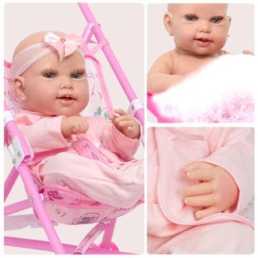 Imagem de Bebe Reborn de Silicone Princesa Pode Dar Banho + Carrinho - Cegonha R