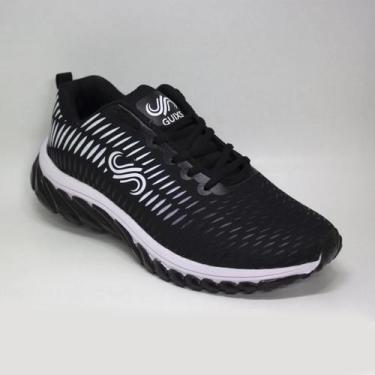 Imagem de Tênis Masculino Academia Caminhada Guixs Gel, Preto, Branco, 34