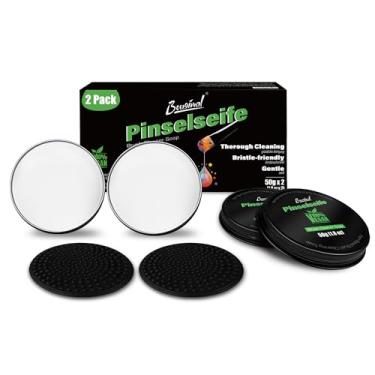 Imagem de Bougimal Limpador de pincel de tinta, sabonete, série artista, sem solventes e vegetais, glicerina, limpador para limpeza de pincéis de tinta a óleo, pincéis acrílicos, pincéis de aquarela, pacote com