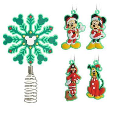 Imagem de Hallmark Enfeite de árvore de Natal em miniatura de 12,7 cm do Mickey e Minnie Mouse da Disney, conjunto com 5, inquebrável