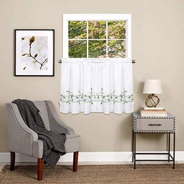 Imagem de Sweet Home Collection Cortina de janela para cozinha, cortinado, tratamento de sanefa em padrões e designs elegantes e exclusivos para todas as decorações domésticas de 61 cm, cinza treliça
