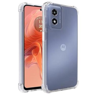 Imagem de Yerebel Capa para Moto G24 4G / G04 4G, capa de silicone de borracha macia TPU transparente e flexível, proteção à prova de choque, antiderrapante, antiarranhões, transparente para Motorola Moto G24
