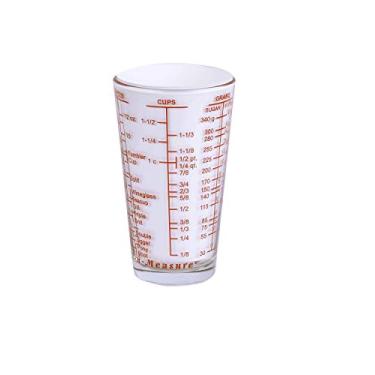 Imagem de Kolder Vidro Mix N Medida, Copo de Medição Multiuso Líquido e Seco, 6 Unidades de Medida, Vidro Pesado, Vermelho