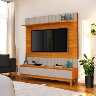 Imagem de Rack Painel Tv Sala Grande Ripado Para 75 Polegadas Antalya