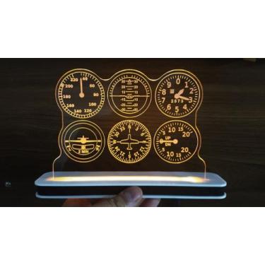 Imagem de Luminária Decorativa com LED Instrumentos Avião - Hobbies do Ofício, A
