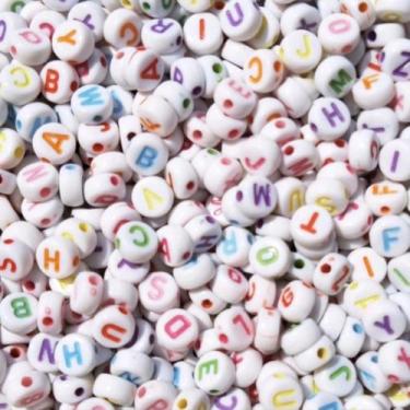 Imagem de Aprox 4000 Miçangas de Letras do Alfabeto Atacado Branco e Colorido 50