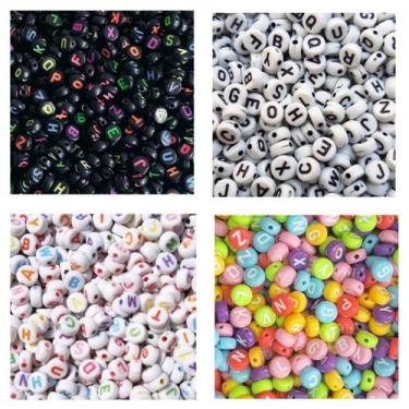 Imagem de Kit Com 1200pçs Miçanga Infantil Letras Alfabeto Para Montagem De Biju