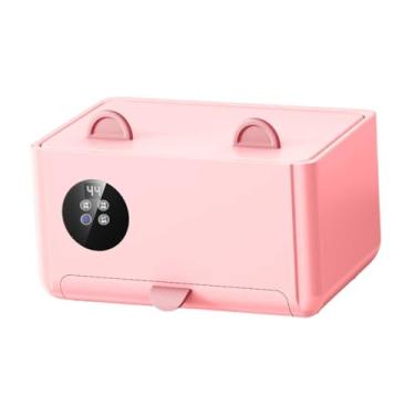 Imagem de MERIGLARE Aquecedores de lenços umedecidos Estojo aquecedor de lenços umedecidos Portátil Viagem Casa Temperatura ajustável Dispensador de puxar Recipiente para, Rosa