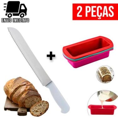 Imagem de Conjunto Forma de Pão de Silicone e Faca de Pão Aço Inoxidável Forma d