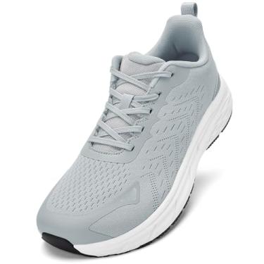 Imagem de Akk Sapatos masculinos com bico largo – Sapatos de caminhada de largura extra larga confortável tênis de corrida atlética corrida treino academia tênis para inchaço joanete fascite plantar, Cinza, 8