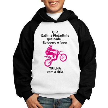 Imagem de Moletom Infantil Trilha com a titia (moto rosa) - Foca na Moda, Branco