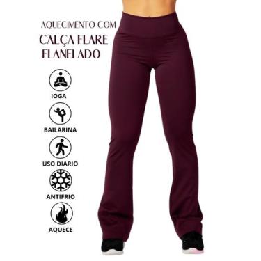 Imagem de Calça Flare Bailarina Flanelada Térmica Antifrio Forrada Em Suplex WOL