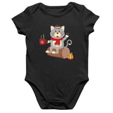 Imagem de Body Bebê Algodão Gatinho Simpático - Foca na Moda, Preto, M