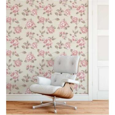 Imagem de Papel de parede em tons bege, cinza e rosa - PAPEL E PAREDE ADESIVOS
