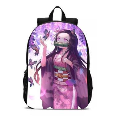 Imagem de Mochila Infantil Meninas Nezuko Demon Slayer Bolsa Infantil Fimes e Sé