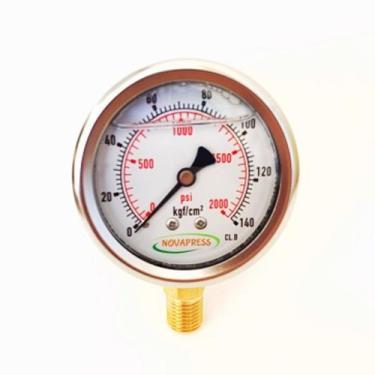 Imagem de Manômetro vertical-diam.63mm (2. 1/2 ) com escala de 0-140 KGF/CM2 x 2