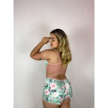 Imagem de Pijama Feminino Short Doll Cropped Lingerie - Bellitas, Verde, M