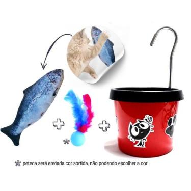 Imagem de Bebedouro Para Gato + Brinquedo Pelucia Peixe com Catnip - DM PETS