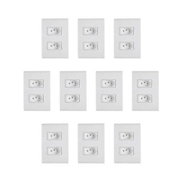 Imagem de 10 Conjuntos Montado Tomada Dupla 10A Branca Liz Tramontina