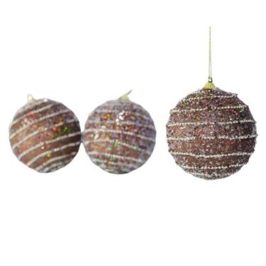 Imagem de Bola Luxuosa Cobre Enteite Árvore Natal 10cm c/3 - TOK