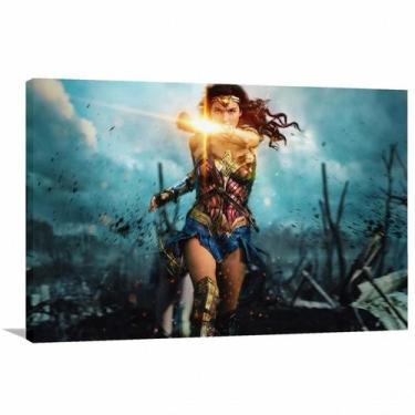 Imagem de Quadro decorativo Mulher Maravilha Bracelete com Tela em Tecido - Wall