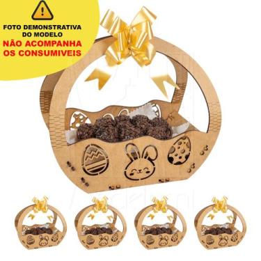 Imagem de 5 Cesta P Páscoa Mdf Ifood Presente Chocolate Ovo - Madelumi